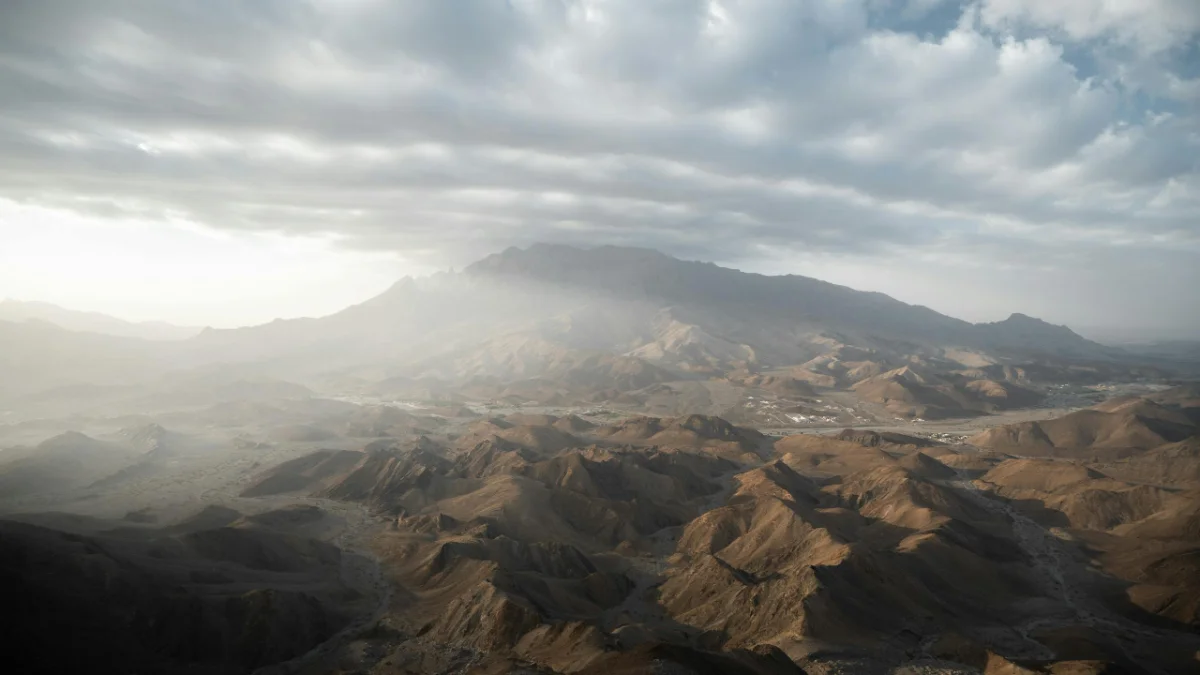 Stunning aerial landscape of desert mountains